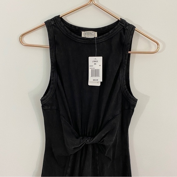 L Space NWT XS Seaview Charcoal‎ Washed Black Mini Tank T Shirt Dress Cotton - Picture 4 of 11